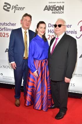 3 German Hearing Film Award 2025 Andreas Bethke, Managing Director of the DBSV, Nadine Heidenreich , Hans Werner Lange, President DBSV Arrival at the c in Berlin, on 25 03 2025 Photopress Mueller