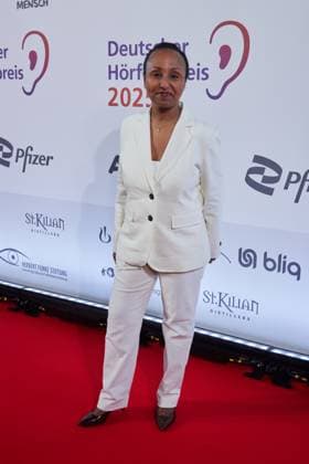 Awet Tesfaiesus Member of the Bundestag Buendnis 90 Guest arrival for the 23 German Audio Film Award 2025 at the Colosseum Filmtheater in Berlin on 25 02 2025 23 German Audio Film Award 2025