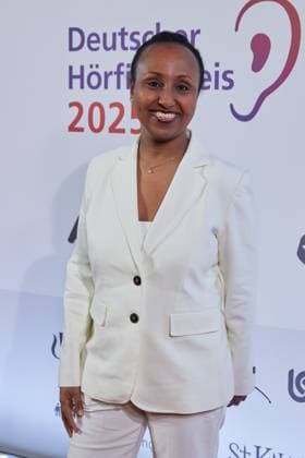 Awet Tesfaiesus Member of the Bundestag Buendnis 90 Guest arrival for the 23 German Audio Film Award 2025 at the Colosseum Filmtheater in Berlin on 25 02 2025 23 German Audio Film Award 2025