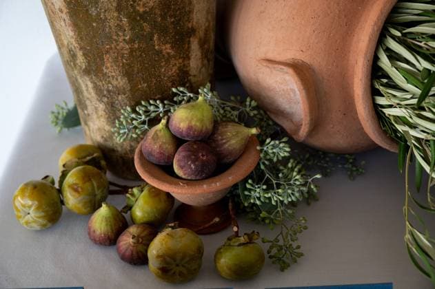 Fresh figs and rustic terracotta pots in an earthy still-life setting Newport, Rhode Island, United States R_CKFJ25031758-1681361-01