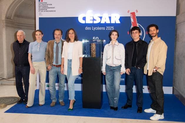 Cesar Des Lyceens 2025 Jerome Seydoux, Adele Simphal, Patrick Mille, Julie de Bona, Anamaria Vartolomei, Julien de Saint Jean and Pierre Niney attending the Le Comte De Monte-Christo - Cesar Des Lyceens 2025 at La Sorbonne University in Paris, France on March 26, 2025. Photo by Aurore Marechal ABACAPRESS.COM Paris France  Copyright: xMarechalxAurore ABACAx