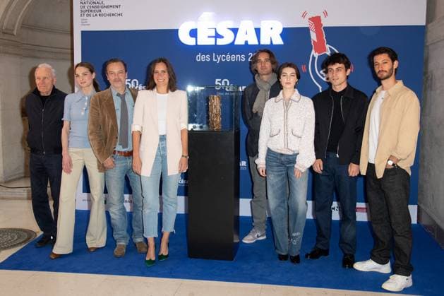 Cesar Des Lyceens 2025 Jerome Seydoux, Adele Simphal, Patrick Mille, Julie de Bona, Anamaria Vartolomei, Julien de Saint Jean and Pierre Niney attending the Le Comte De Monte-Christo - Cesar Des Lyceens 2025 at La Sorbonne University in Paris, France on March 26, 2025. Photo by Aurore Marechal ABACAPRESS.COM Paris France  Copyright: xMarechalxAurore ABACAx