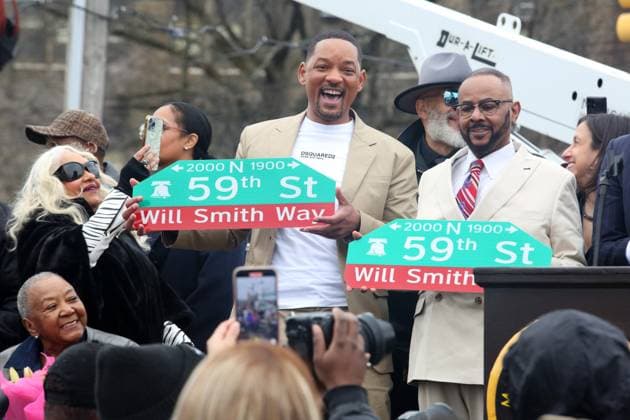 Bilder des Jahres 2025, Entertainment 03 März Entertainment Themen der Woche KW13 Entertainment Bilder des Tages Will Smith pictured in Philadelphia at a street name change from 59th street to Will Smith Way in Philadelphia, Pennsylvania on MArch 26 2025 Copyright: xStarxShooter xMediaPunchx