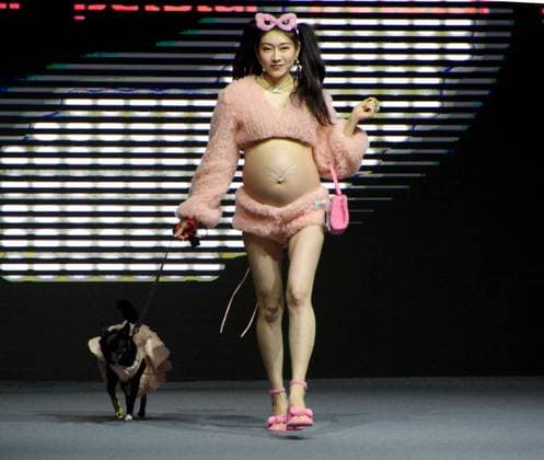 Shanghai Fashion Week, Modenschau mit Haustieren SHANGHAI, CHINA - MARCH 28: A pet dog accompanied by model walks the runway during 2025 Petjoy Fashion Week at Shanghai Fashion Center on March 28, 2025 in Shanghai, China. The eagerly anticipated 2025 Petjoy Fashion Week will be held on March 28-30 at the Shanghai Fashion Center, bringing together pet lovers, designers and trendsetters from around the world for a special celebration of pet fashion.  Copyright: xVCGx 111557934161