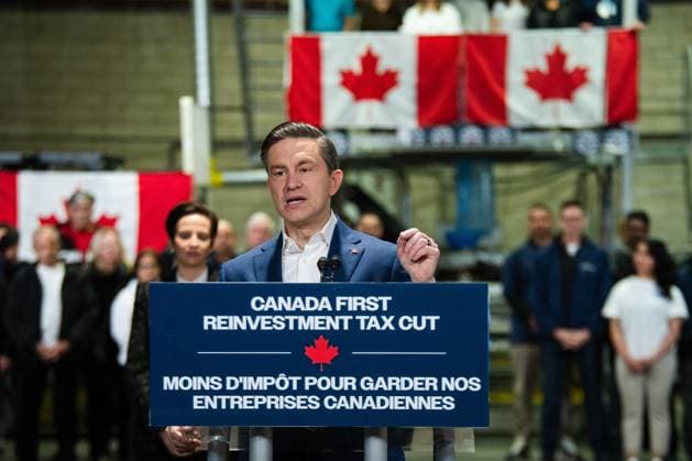March 30, 2025, Toronto, On, Canada: p>Conservative Leader Pierre Poilievre holds a press conference at Petro Plastics Corporation Ltd. in Toronto on Sunday, March 30, 2025. Toronto Canada  - ZUMAc35_ 20250330_zaf_c35_004 Copyright: xLauraxProctorx