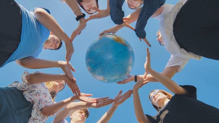 Students make a circle around the globe of the world. The concept of world peace, model released, , 57170240.jpg, pacific ocean, world, globe, peace, concept, earth, global, planet, environment, symbol, ecology, nature, people, protection, business, environmental, conceptual, save, background, hand, together, care, sign, teamwork, map, day, diversity, team, human, group, unity, palm, isolated, many, help, ball, humanitarian, international, love, eco, abstract, technology, recycle, united, circle, african, holding, sustainable, blue, diverse RECORD DATE NOT STATED