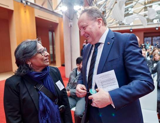 Deutscher Lehrkräftepreis - Vorbildliche Schulleitung - Jürgen Böhm EUR,Deutschland, Berlin, 31.03.2025: Jürgen Böhm - Staatssekretär im Bildungsministerium Sachsen-Anhalt im Gespräch. Unterricht Innovativ 2024 - Deutscher Lehrkräftepreis wird in der Wettbewerbskategorie Vorbildliche Schulleitung wird mit drei Preisen geehrt. Der 1. Preis geht an Andrea Franke von der Willy-Brandt Schule in Berlin-Wedding einer Integrierten Sekundarschule. Der 2. Preis geht an Carten Bangert, Philipp Wetzel und Markus Burster von der Maria-Gress-Schule in Ilffezheim einer Verbundschule aus Baden-Württemberg sowie der 3.Preis an Nicole Verdenhalven von der Rahel-Hirsch-Schule einem Oberstufenzentrum (Berufle Schule) aus Berlin-Marzahn Hellersdor
