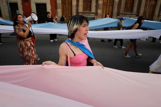 International Transgender Day Of Visibility Activists and non-binary people protest outside the National Palace in Mexico City s Zocalo against transphobia, racism, classism, misogyny, and transphobic hate crimes on International Transgender Day of Visibility in Mexico City, Mexico, on March 31, 2025. Mexico City Mexico City Mexico  Copyright: xGerardoxVieyrax originalFilename: vieyra-notitle250331_np1cZ.jpg