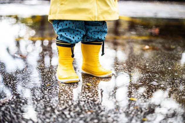 Small infant boy wearing yellow rubber boots and yellow waterproof raincoat standing in puddle on a overcast rainy day. Child in the rain, model released, , 57653774.jpg, rain, child, puddle, infant, fun, boots, weather, playful, raincoat, waterproof, yellow, childhood, season, rain boots, happiness, baby, boy, wet, rainy, kid, happy, joy, water, summer, spring, lifestyle, autumn, galoshes, outdoors, toddler, kids, rubber boots, duckling, young, clothing, game, fashion, preschool, umbrella, foot, legs, little, fall, boot, person, nature, park, outside, reflection, activity RECORD DATE NOT STATED