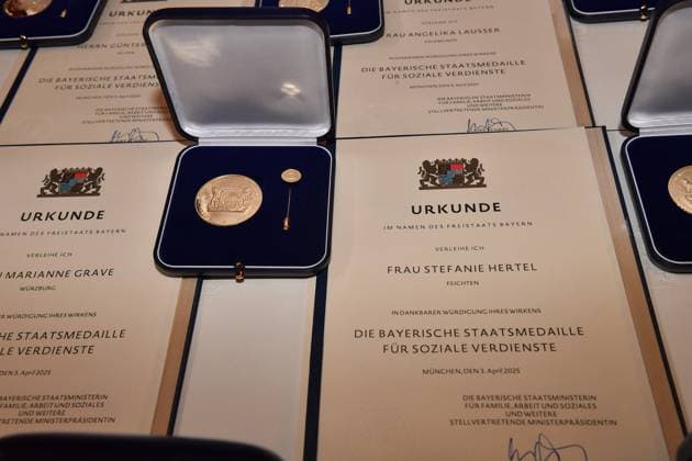 State Medal of Stefanie Hertel Award of the Bavarian State Medal for Social Merit 2025 Allerheiligen Hofkirche, Munich Residence 03 April 2025