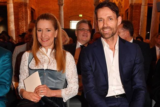 Stefanie Hertel and Sven Hannawald at the award ceremony for the Bavarian State Medal for Social Merit 2025 in the Allerheiligen Hofkirche, Residenz on 3 04 2025 in Munich Bavarian State Medal for Stefanie Hertel and Sven Hannawald in Munich