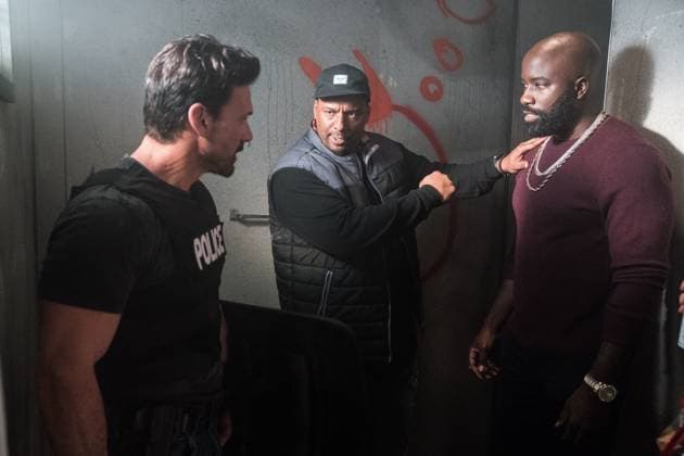 Black and Blue (2019) - filmstill Behind the scenes photo of Frank Grillo, Deon Taylor & Mike Colter Black and Blue (2019) - - - EDITORIAL USE ONLY Copyright: xCAP RFSx
