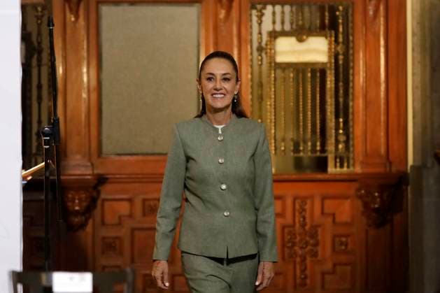 MexicoÃ¢â‚¬â ¢s President, Claudia Sheinbaum Pardo attends a briefing conference at National Palace. on April 4, 2025 in Mexico City, Mexico. Mexico City Mexico - ZUMAe321 20250404_zia_e321_006 Copyright: xLuisxBarronx