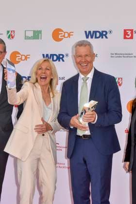 Ulrike von der Groeben Peter Kloeppel RTL Presenter Award Winner at the 61 Grimme Award Ceremony on 04 04 2025 in Marl NRW Germany