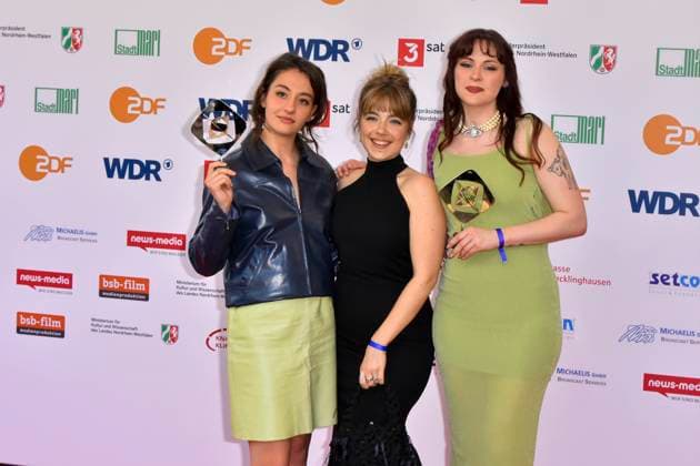 Jana Forkel, Elsa van Damke, Marie Bloching, Angemessen Angry Award winners as guests at the 61 Grimme Award ceremony on 04 04 2025 in Marl NRW Germany