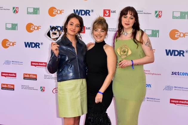 Jana Forkel, Elsa van Damke, Marie Bloching, Angemessen Angry Award winners as guests at the 61 Grimme Award ceremony on 04 04 2025 in Marl NRW Germany