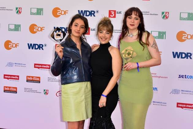 Jana Forkel, Elsa van Damke, Marie Bloching, Angemessen Angry Award winners as guests at the 61 Grimme Award ceremony on 04 04 2025 in Marl NRW Germany