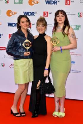 Jana Forkel, Elsa van Damke, Marie Bloching, Angemessen Angry Award winners as guests at the 61 Grimme Award ceremony on 04 04 2025 in Marl NRW Germany