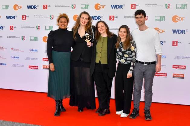 Clara Stella Hueneke director accompanied by Sisterqueens award winner as guest at the 61 Grimme Award ceremony on 04 04 2025 in Marl NRW Germany