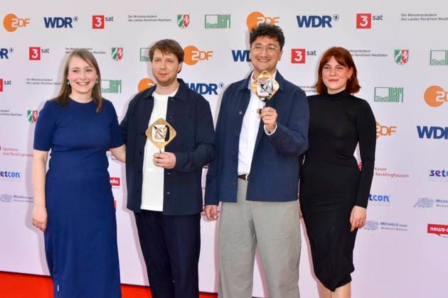 Jonathan Schoernig Johannes Filous with accompaniment One hundred and four prizewinners as guests at the award ceremony of the 61 Grimme Prize on 04 04 2025 in Marl NRW Germany