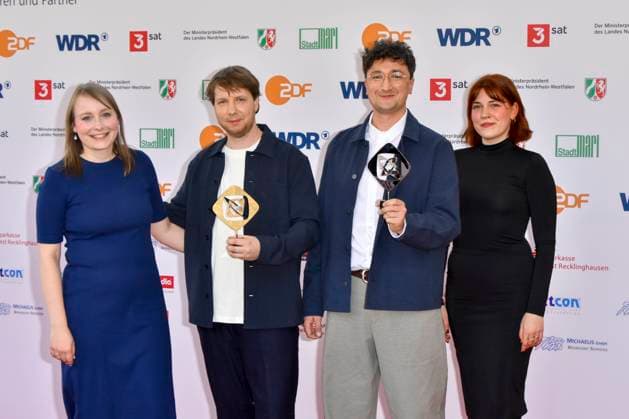 Jonathan Schoernig Johannes Filous with accompaniment One hundred and four prizewinners as guests at the award ceremony of the 61 Grimme Prize on 04 04 2025 in Marl NRW Germany