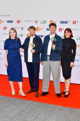 Jonathan Schoernig Johannes Filous with accompaniment One hundred and four prizewinners as guests at the award ceremony of the 61 Grimme Prize on 04 04 2025 in Marl NRW Germany