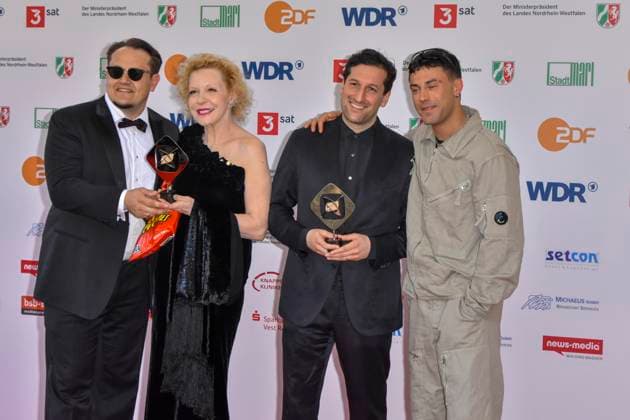 Sunnyi Melles, Martin Danisch, Aaron Altaras, David Hadda, Die Zweiflers Preistraeger as guests at the award ceremony of the 61 Grimme Prize on 04 04 2025 in Marl NRW Germany