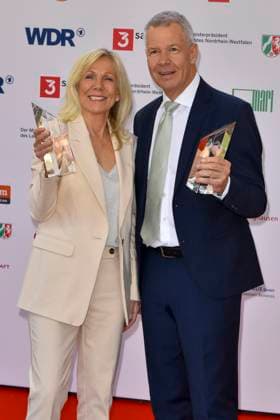 Ulrike von der Groeben Peter Kloeppel RTL Presenter Award Winner at the 61 Grimme Award Ceremony on 04 04 2025 in Marl NRW Germany