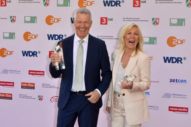 Peter Kloeppel, Ulrike von der Groeben RTL award winners as guests at the award ceremony of the 61 Grimme Prize on 04 04 2025 in Marl NRW Germany