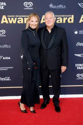 Franziska van Almsick with partner Jürgen B Harder at the presentation of the 25 Radio Regenbogen Award 2025 in the Europa Park Arena Rust, 04 04 2025 Foto:xS.xGabschx xFuturexImagex regenbogen_5408