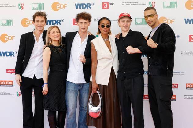 Emil Belton, Ina Christina Kersten, Oskar Belton, Larissa Sirah Herden, Bruno Alexander and Charles Booz Jakob at the 61st Grimme Award 2025 ceremony at Theater Marl Marl, 04 04 2025 Foto:xT.xSchröerx xFuturexImagex grimme_5409