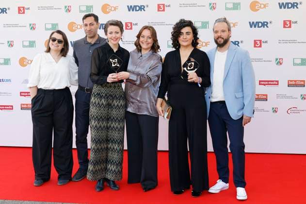Sara Günter, Arash Asadi, Meret Madörin, Antonia Kilian, Bahar Bektas and Tobias Carlsberg at the 61 Grimme Prize 2025 award ceremony at Theater Marl Marl, 04 04 2025 Foto:xT.xSchröerx xFuturexImagex grimme_5429