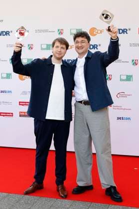 Jonathan Schörnig and Johannes Filous at the 61 award ceremony of the Grimme Prize 2025 in Theater Marl Marl, 04 04 2025 Foto:xT.xSchröerx xFuturexImagex grimme_5435