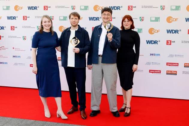 Jonathan Schörnig and Johannes Filous with guests at the 61 award ceremony of the Grimme Prize 2025 at Theater Marl Marl, 04 04 2025 Foto:xT.xSchröerx xFuturexImagex grimme_5440