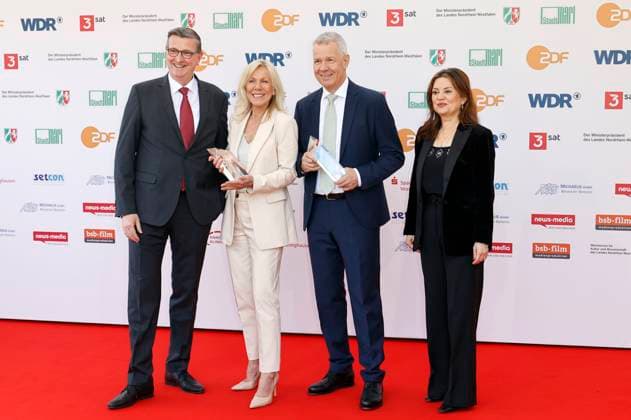 Martin Rabanus, Ulrike von der Groeben, Peter Kloeppel and Cigdem Uzunoglu at the 61 award ceremony of the Grimme Prize 2025 in Theater Marl Marl, 04 04 2025 Foto:xT.xSchröerx xFuturexImagex grimme_5460