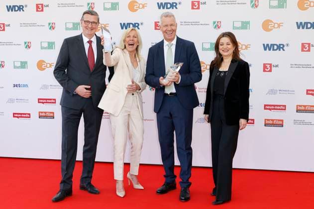 Martin Rabanus, Ulrike von der Groeben, Peter Kloeppel and Cigdem Uzunoglu at the 61 award ceremony of the Grimme Prize 2025 in Theater Marl Marl, 04 04 2025 Foto:xT.xSchröerx xFuturexImagex grimme_5462