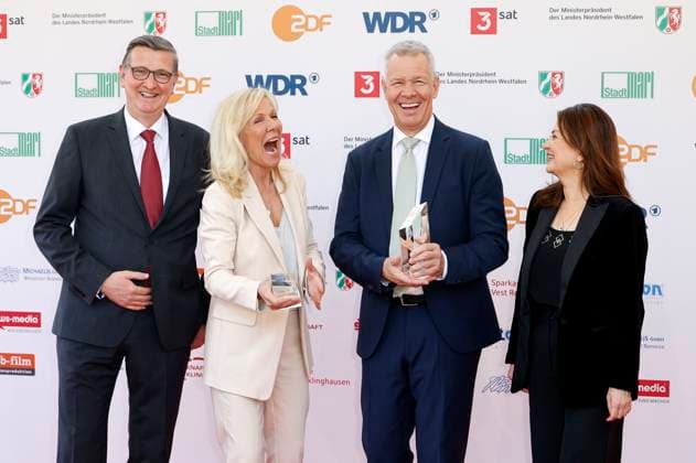 Martin Rabanus, Ulrike von der Groeben, Peter Kloeppel and Cigdem Uzunoglu at the 61 award ceremony of the Grimme Prize 2025 in Theater Marl Marl, 04 04 2025 Foto:xT.xSchröerx xFuturexImagex grimme_5463