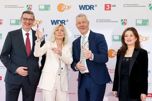 Martin Rabanus, Ulrike von der Groeben, Peter Kloeppel and Cigdem Uzunoglu at the 61 award ceremony of the Grimme Prize 2025 in Theater Marl Marl, 04 04 2025 Foto:xT.xSchröerx xFuturexImagex grimme_5464
