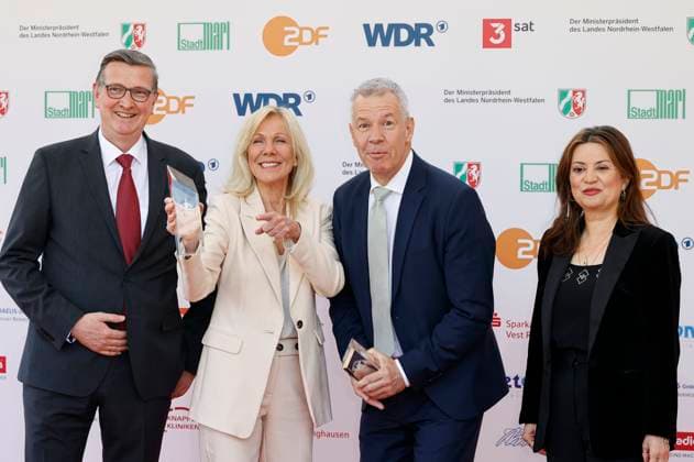 Martin Rabanus, Ulrike von der Groeben, Peter Kloeppel and Cigdem Uzunoglu at the 61 award ceremony of the Grimme Prize 2025 in Theater Marl Marl, 04 04 2025 Foto:xT.xSchröerx xFuturexImagex grimme_5465