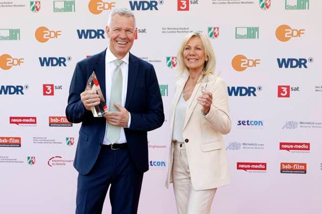 Peter Kloeppel and Ulrike von der Groeben at the 61 award ceremony of the Grimme Prize 2025 in Theater Marl Marl, 04 04 2025 Foto:xT.xSchröerx xFuturexImagex grimme_5471