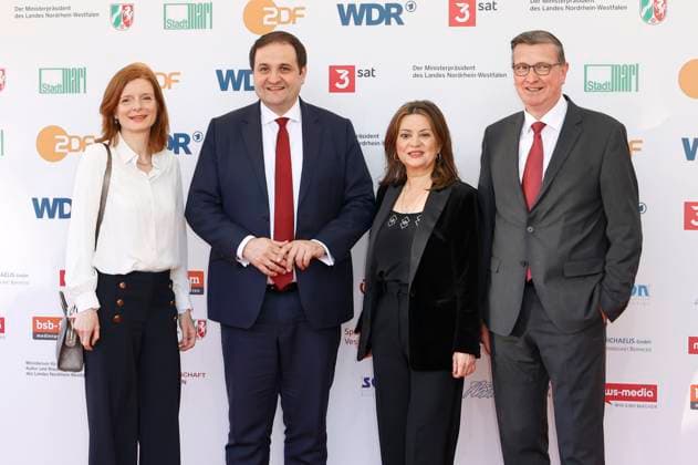 Katrin Vernau, Nathanael Liminski, Cigdem Uzunoglu and Martin Rabanus at the 61 award ceremony of the Grimme Prize 2025 at Theater Marl Marl, 04 04 2025 Foto:xT.xSchröerx xFuturexImagex grimme_5529