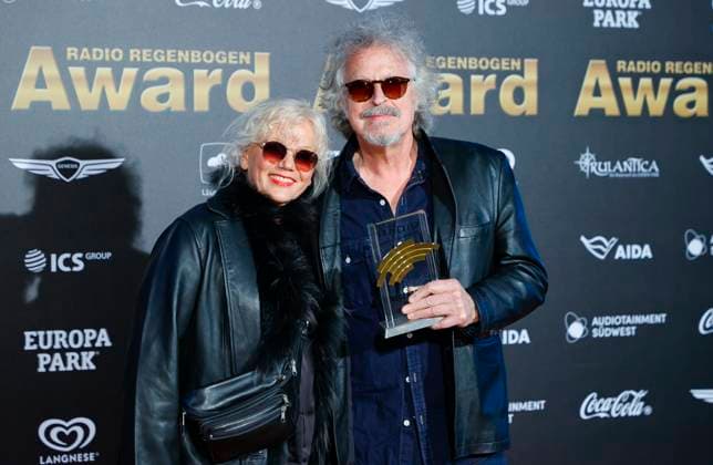 Rust, Germany April 04, 2025 The 25th Radio Regenbogen Award at Europa Park with Musician Wolfgang Niedecken from BAP and wife Tina Golemiewski 25th Radio Regenbogen Award at Europa Park