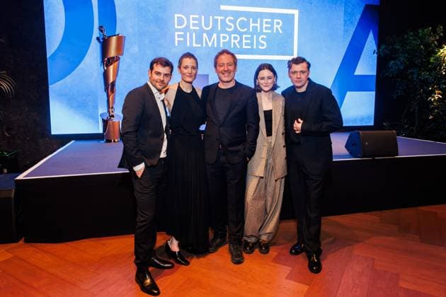 Event German Film Award 2025 nominees evening Lucas Reiber, Vicky Krieps, Florian Gallenberger, Lea van Acken and Christian Friedel at the German Film Award 2025 nominees evening at Fotografiska on 05 04 2025 in Berlin Copyright: xEventpressxKochanx