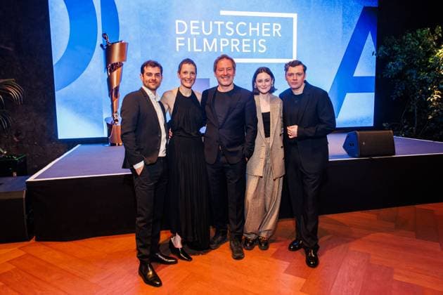 Event German Film Award 2025 nominees evening Lucas Reiber, Vicky Krieps, Florian Gallenberger, Lea van Acken and Christian Friedel at the German Film Award 2025 nominees evening at Fotografiska on 05 04 2025 in Berlin Copyright: xEventpressxKochanx