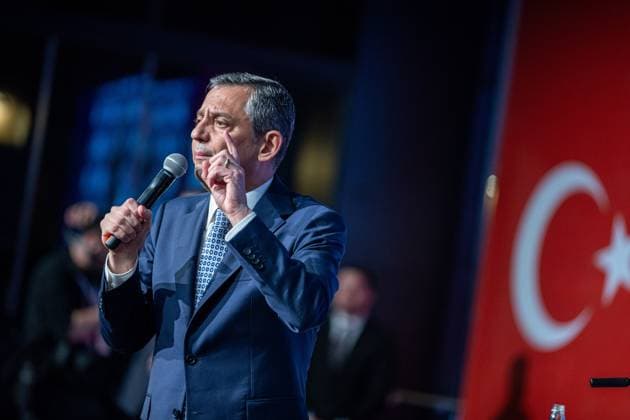 April 6, 2025, Ankara, Turkey: CHP Chairman Özgür Özel addresses party members during the congress. The 21st Extraordinary Congress of the Republican People s Party (CHP) is being held at the Naz?m Hikmet Cultural Center in Ankara with the slogan The Will Belongs to the Nation upon the call of the Republican People s Party (CHP) Chairman Özgür Özel. Özel became the sole candidate for the chairmanship. Before the vote, Özel gave a speech to the party members and then the congress continues behind closed doors to the press. Ankara Turkey - ZUMAs197 20250406_aaa_s197_017 Copyright: xTunahanxTurhanx