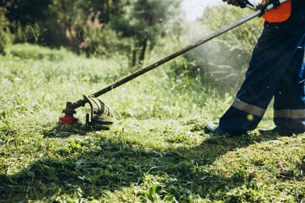 IMAGO Creative, Sommer, Sommertage im Garten Low section of man mowing grassy field in yard during sunset Moscow, Moscow, Russia R_ITUP250108-1622967-01 ,model released, Symbolfoto