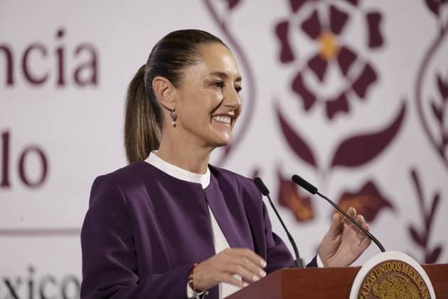 Mexico s President, Claudia Sheinbaum Pardo, promote The Mexico Canta music competition for singers and songwriters in Mexico and the United States during a briefing conference at National Palace. on April 7, 2025 in Mexico City, Mexico. Mexico City Mexico - ZUMAe321 20250407_zia_e321_014 Copyright: xLuisxBarronx