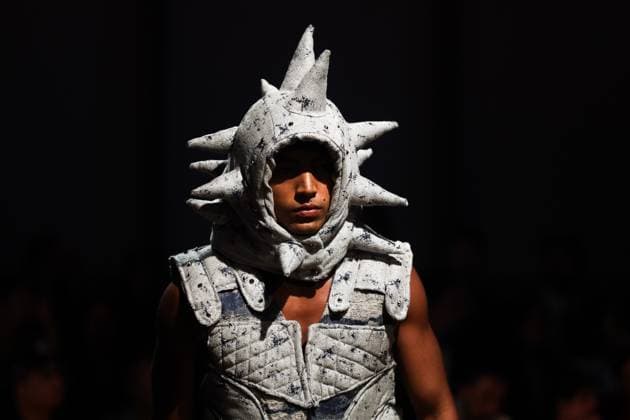 Sao Paulo Fashion Week A model walks the runway for Dario Mittmann during the N59 edition of Sao Paulo Fashion Week, at Shopping JK Iguatemi, in Vila Olimpia, west side of Sao Paulo, this Tuesday, April 8. SoO PAULO SoO PAULO Brazil Copyright: xMarinaxUezimax