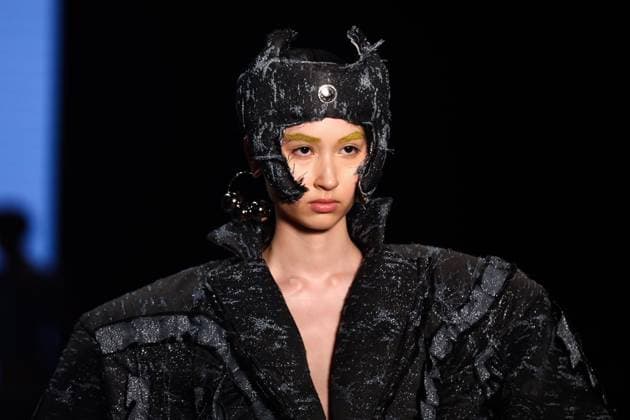 Sao Paulo Fashion Week A model walks the runway for Dario Mittmann during the N59 edition of Sao Paulo Fashion Week, at Shopping JK Iguatemi, in Vila Olimpia, west side of Sao Paulo, this Tuesday, April 8. SoO PAULO SoO PAULO Brazil Copyright: xMarinaxUezimax