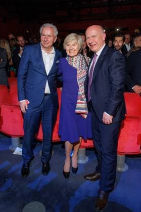 B Z Kulturpreis award ceremony Klaus Wowereit, Friede Springer and Kai Wegner at the B Z Kulturpreis 2025 at the Theater am Potsdamer Platz on 08 04 2025 in Berlin Copyright: xEventpressxKochanx